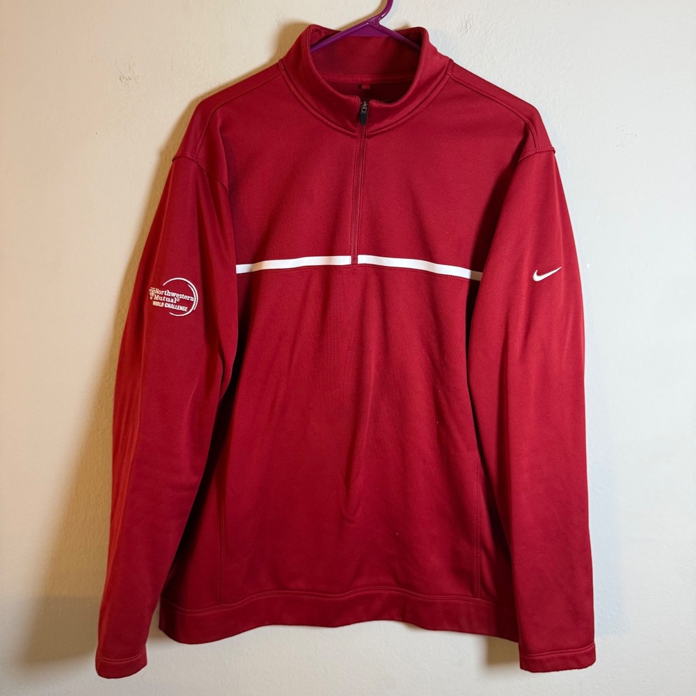 Nike Golf Therma-FIT Mens Large Red Quarter Zip Northwestern Mutual Pullover
